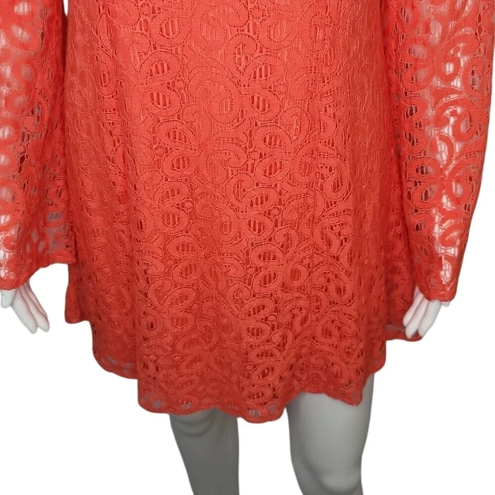 Umgee Orange Lace Long Bell Sleeve Dress‎